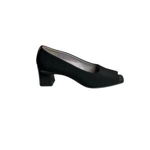 Peter Kaiser Women's Black Peep Toe Block Heel Pumps Size 8 Old Money Timeless